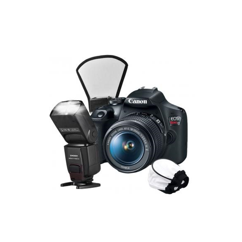 Câmera Canon T7 + Flash Yongnuo TTL + Difusor Soft e Leque - Combo 7