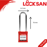 LS-G21 Çelik Çene Emniyet Asma Kilidi 76 mm – Kırmızı - görsel 2
