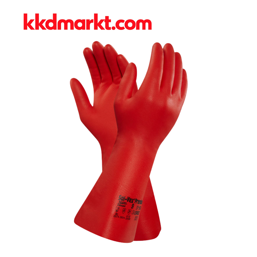 Ansell Sol-Vex Red 37-900 Kimyasal Dayanımlı Nitril Eldiven (38 cm)