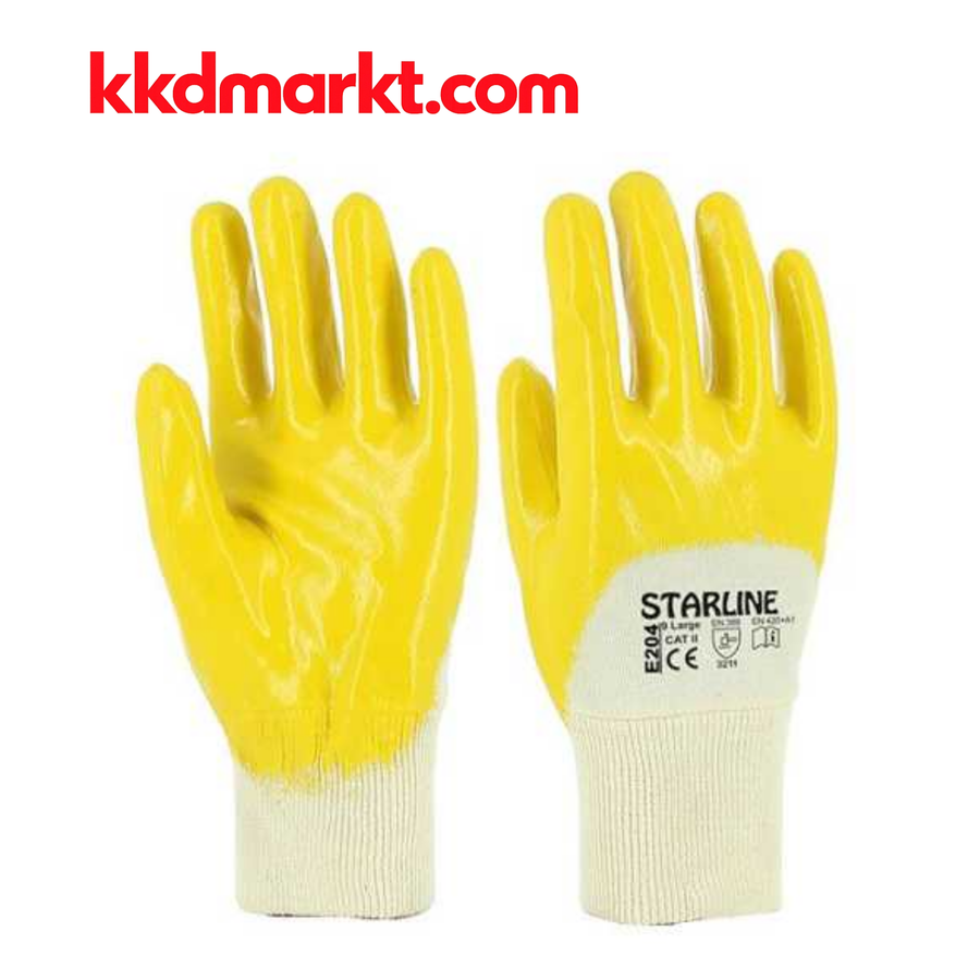 Starline E-204 Sarı Nitril İş Eldiveni (12’li Paket)