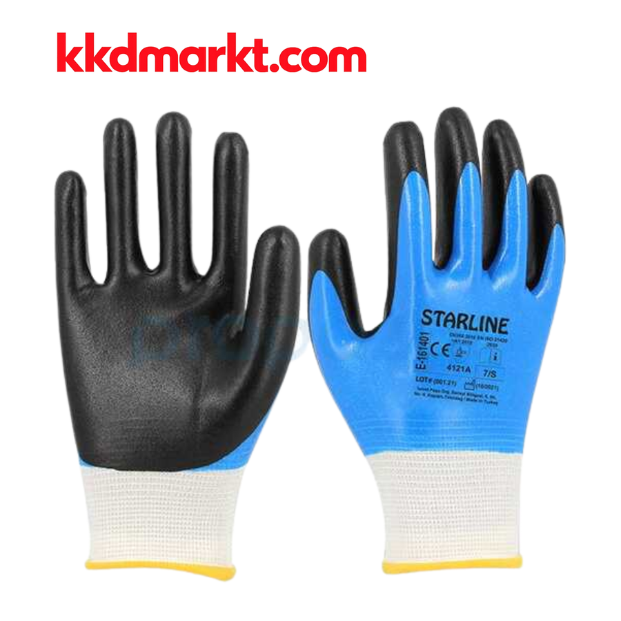 Starline E-161401 Çift Kaplama Nitril İş Eldiveni (Tam Kaplı)