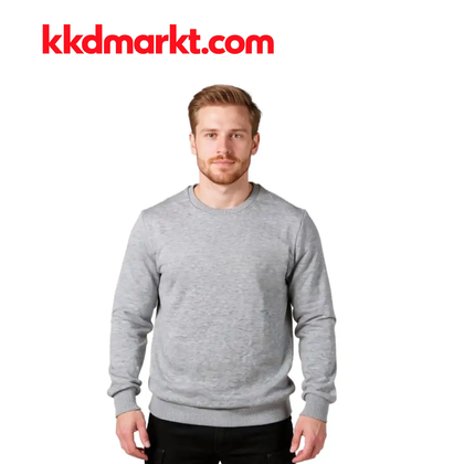 Cosywolf CW007022 Bisiklet Yaka Sweatshirt – Gri Melanj (3 İplik Şardonsuz)