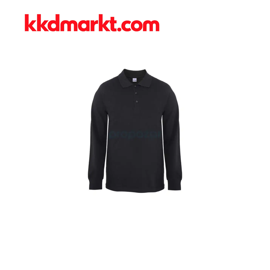 MyForm 8107 Comfort Uzun Kol Polo Yaka Pike Tişört – Siyah