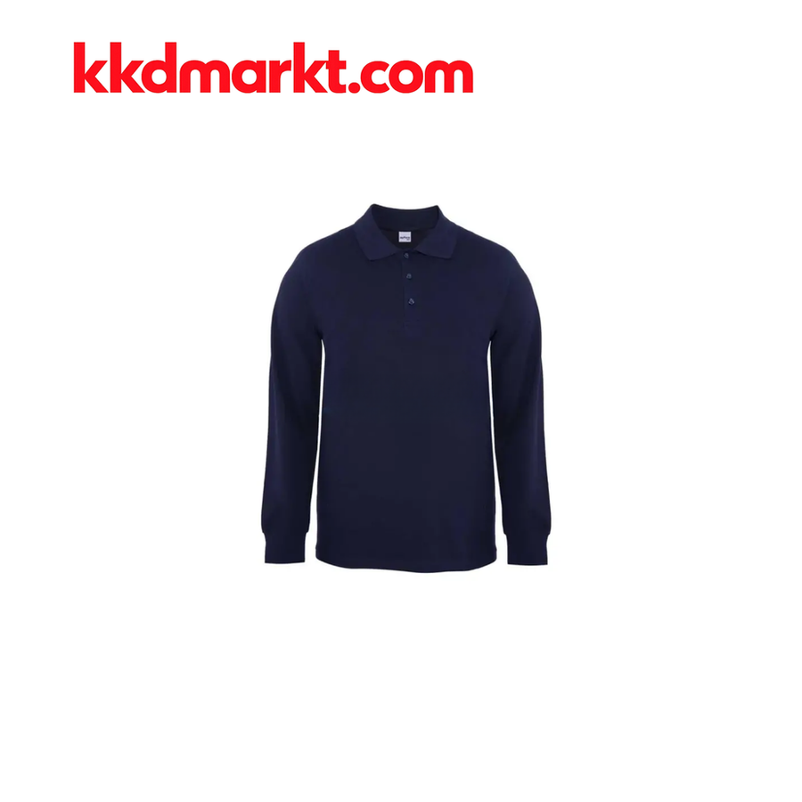 MyForm 8107 Comfort Uzun Kol Polo Yaka Pike Tişört – Lacivert