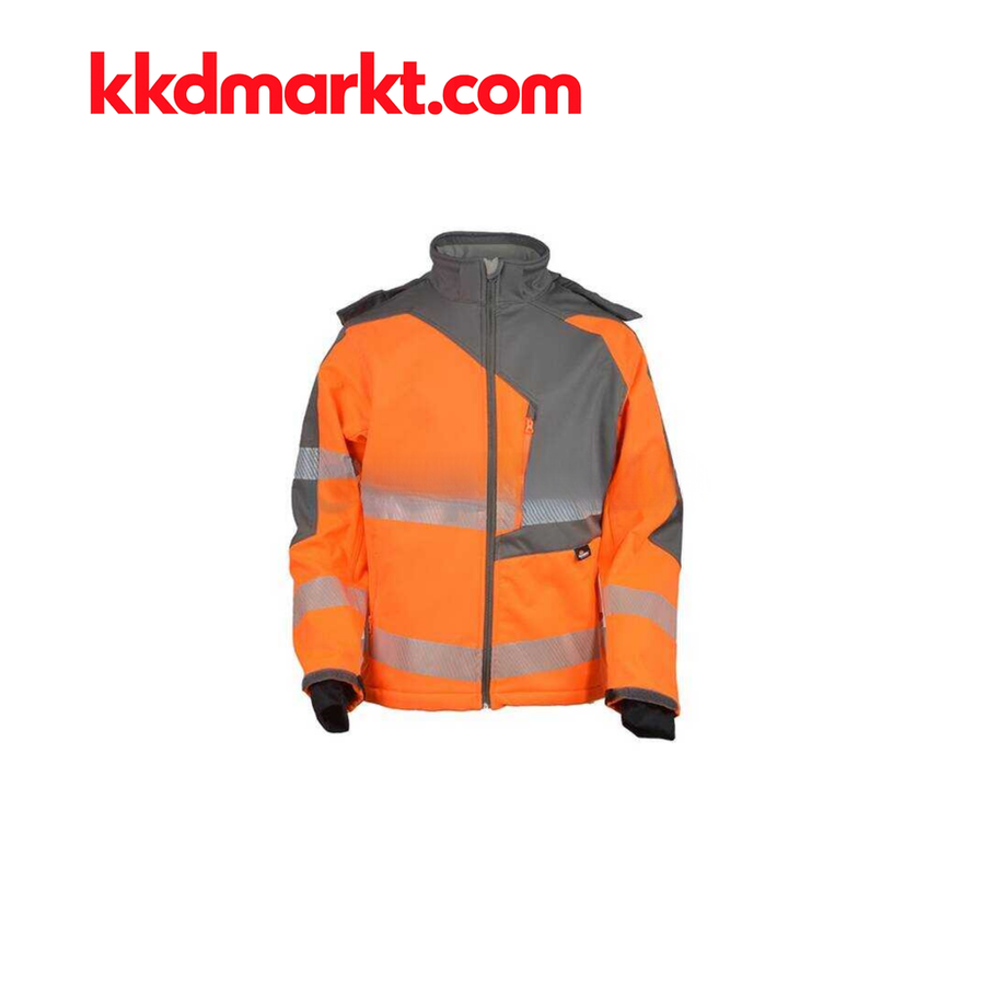 Vizwell VWJK267 Neon Turuncu/Gri Yüksek Görünürlüklü Softshell Ceket