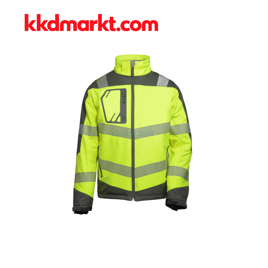 Vizwell VWJK268 Neon Sarı/Gri Yüksek Görünürlüklü Thermal Softshell Ceket