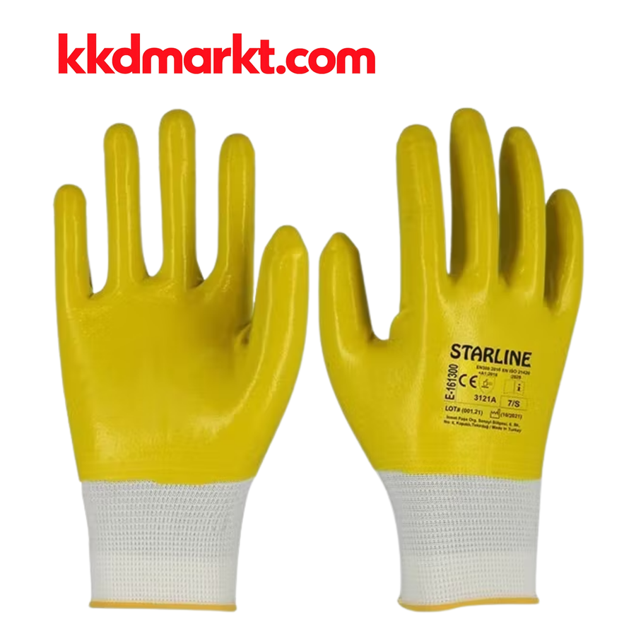 Starline E-161300 Tam Kaplı Sarı Nitril İş Eldiveni