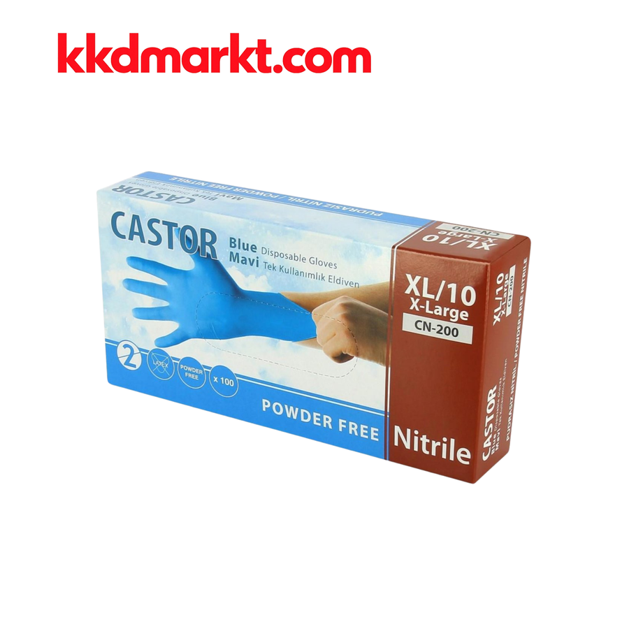 Starline Castor CN-200 Pudrasız Mavi Nitril Muayene Eldiveni