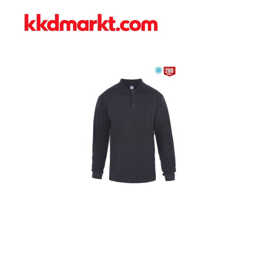 MyForm 8112 Regular Polo Yaka Sweatshirt – 2 İplik, Siyah
