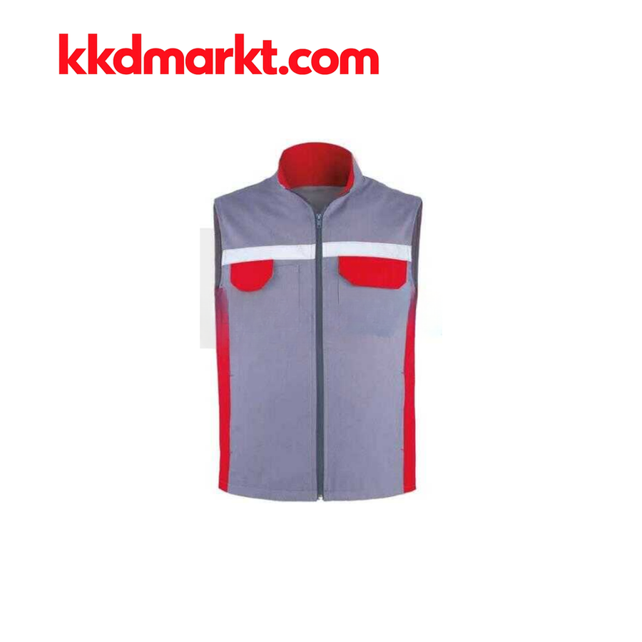 Myform 9142 Santo İş Yeleği Gri Kırmızı
