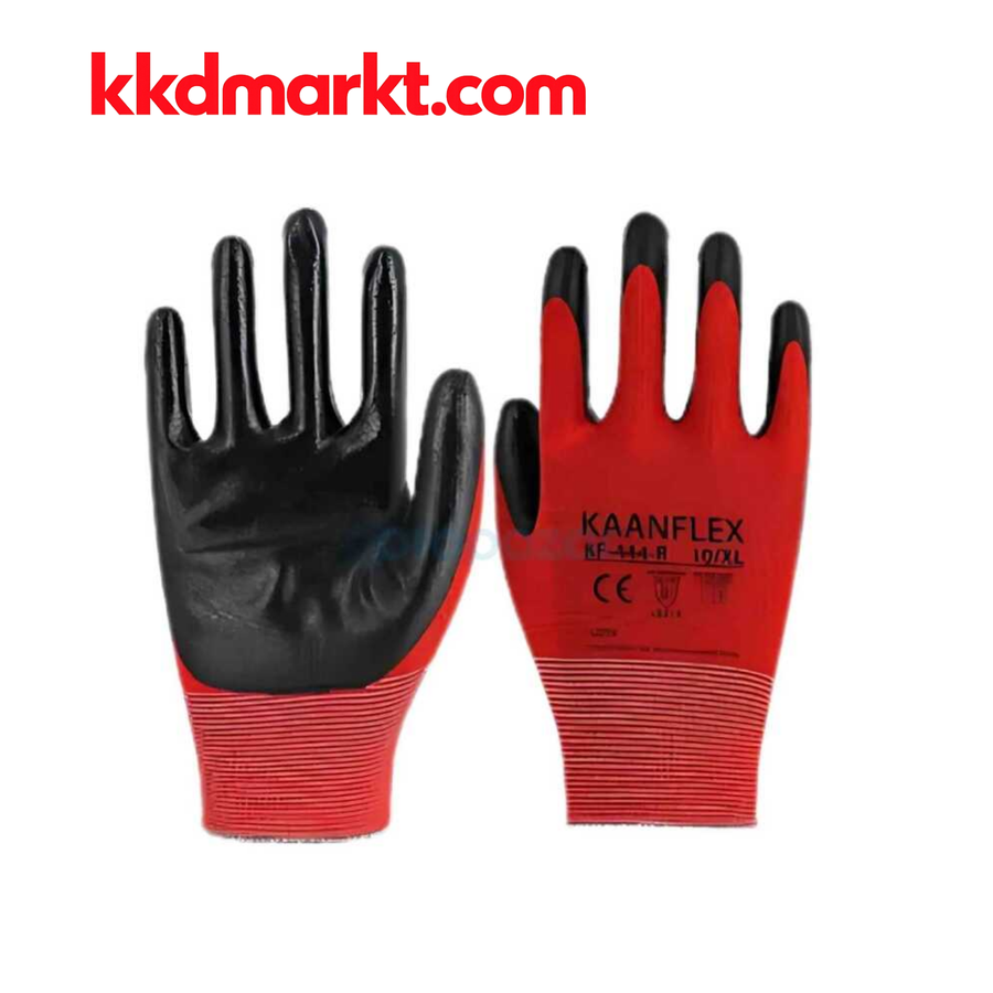 Kaanflex KF-444-R Kırmızı Siyah Nitril İş Eldiveni (12’li Paket)