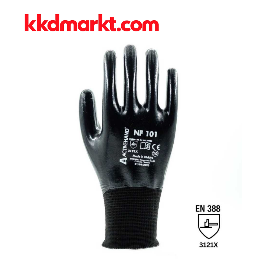 ActiveHand NF-101 Tam Kaplı Siyah Nitril İş Eldiveni