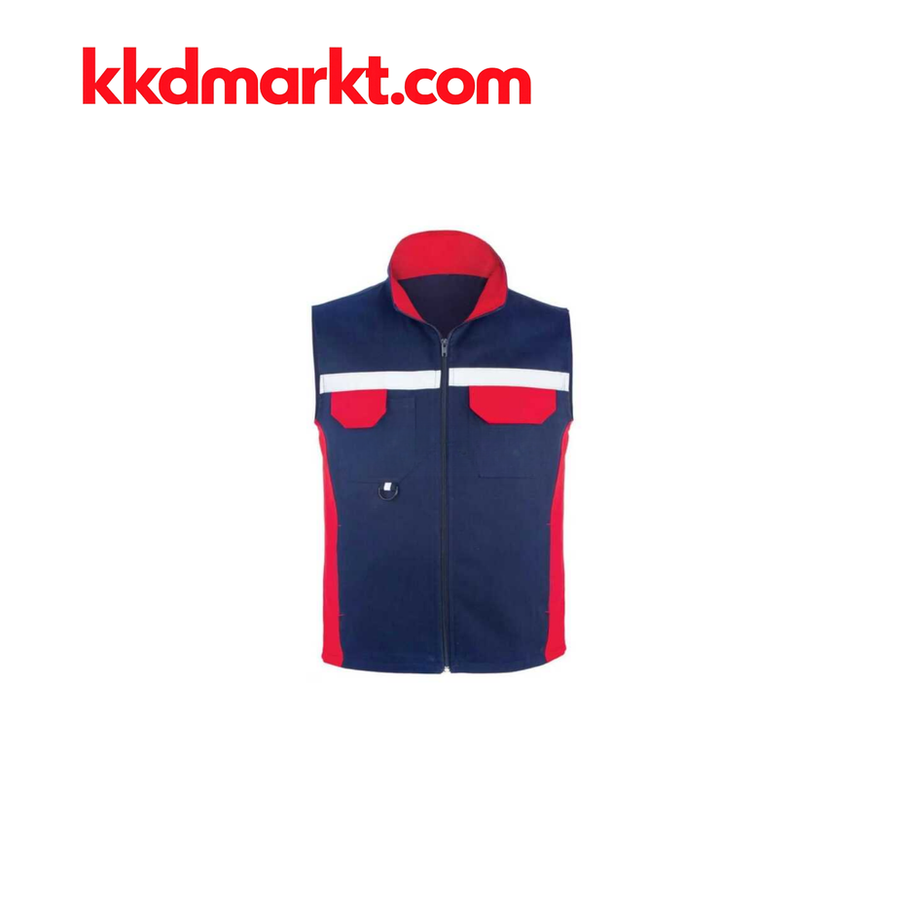MYFORM 9142 SANTO Göğüs Cepli İş Yeleği Lacivert Kırmızı