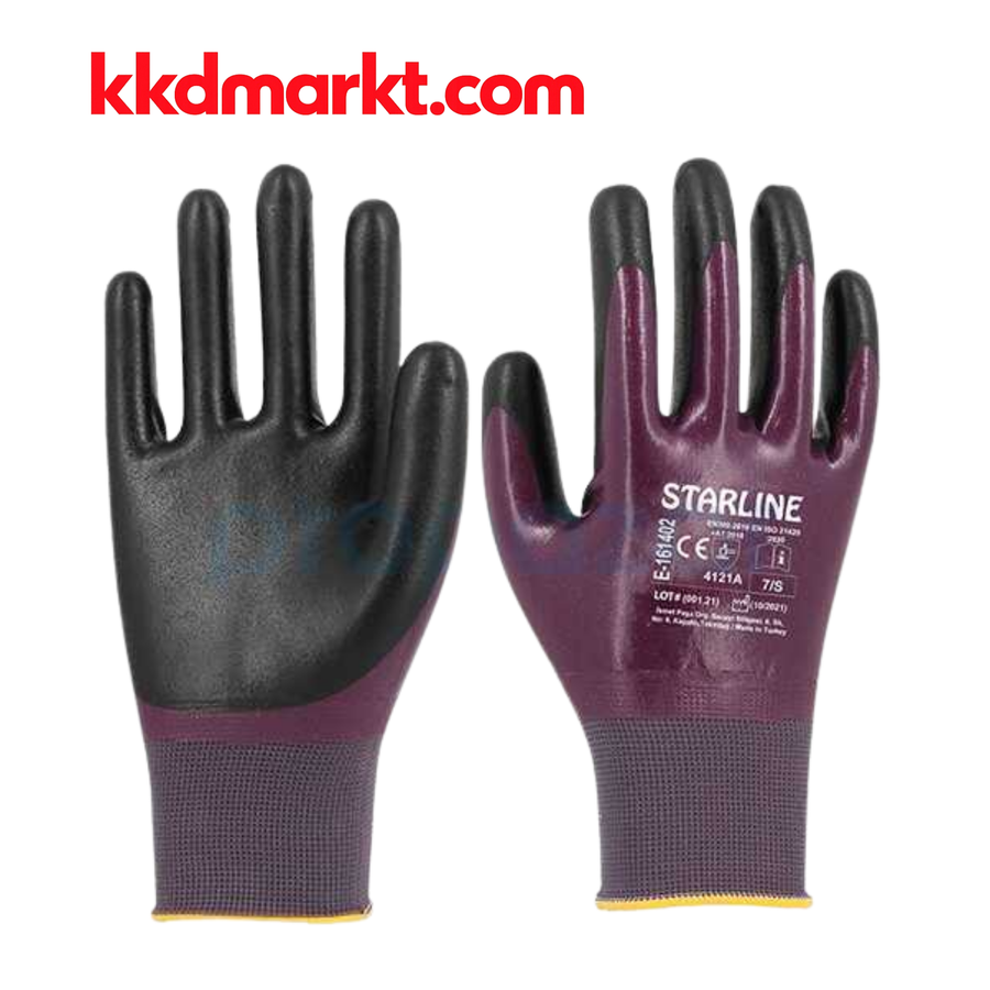 Starline E-161402 Çift Kaplama Nitril İş Eldiveni (Tam Kaplı)