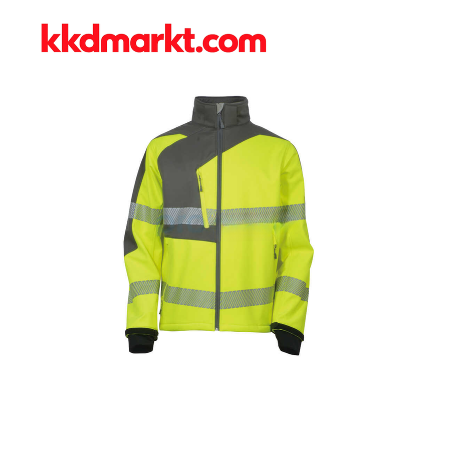 Vizwell VWJK267 Neon Sarı/Gri Yüksek Görünürlüklü Softshell Ceket