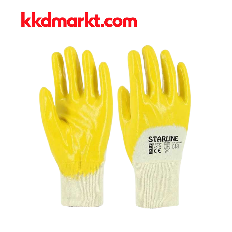 Starline E-203 Sarı Nitril İş Eldiveni (12’li Paket)