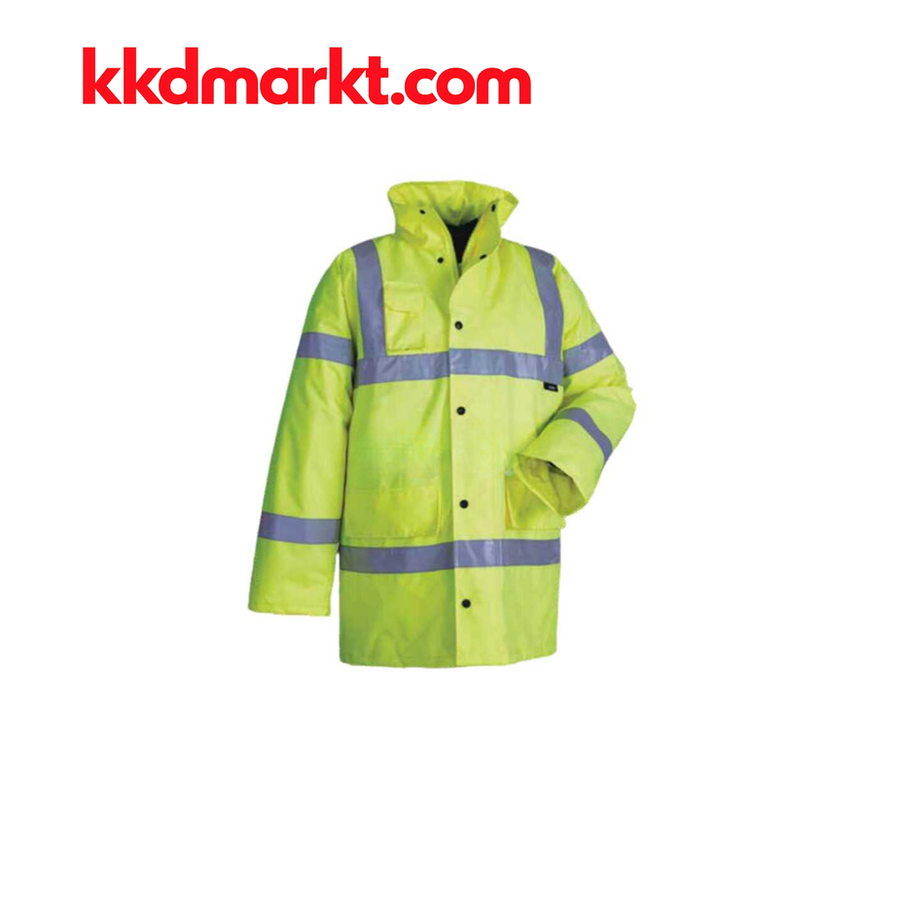 Vizwell VWJK01 Neon Sarı Reflektörlü İş Parkası (300D Oxford, Kapitoneli)