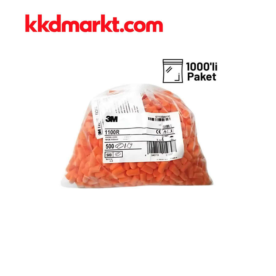 3M 1100R Dispansere Uygun Kulak Tıkacı Refill Torba (500 Çift – 37 dB SNR)