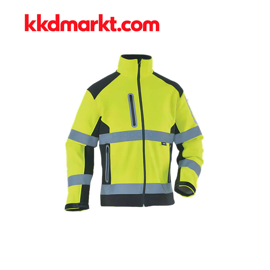 Vizwell VWJK177 Neon Sarı/Lacivert Reflektörlü Softshell Mont