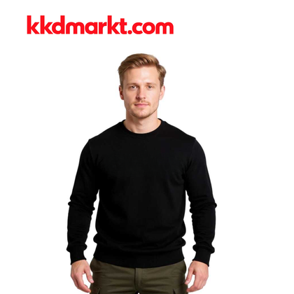 Cosywolf CW007011 Bisiklet Yaka Sweatshirt – Siyah (3 İplik Şardonsuz)