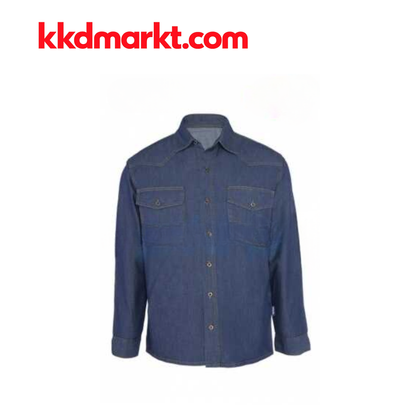 MyForm 1114 Safari Jean Uzun Kollu Gömlek – Mavi