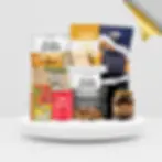 Aurum golden-themed assortment of premium snacks