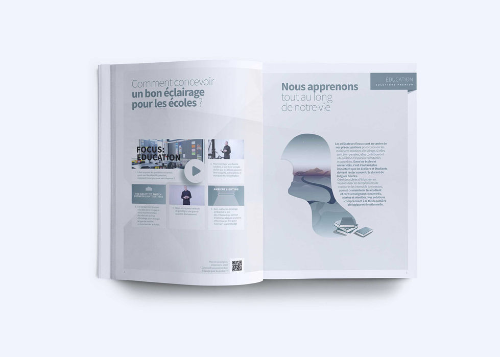 Page 6 de la brochure Fagerhult Éducation, design graphique et contenu mis en valeur