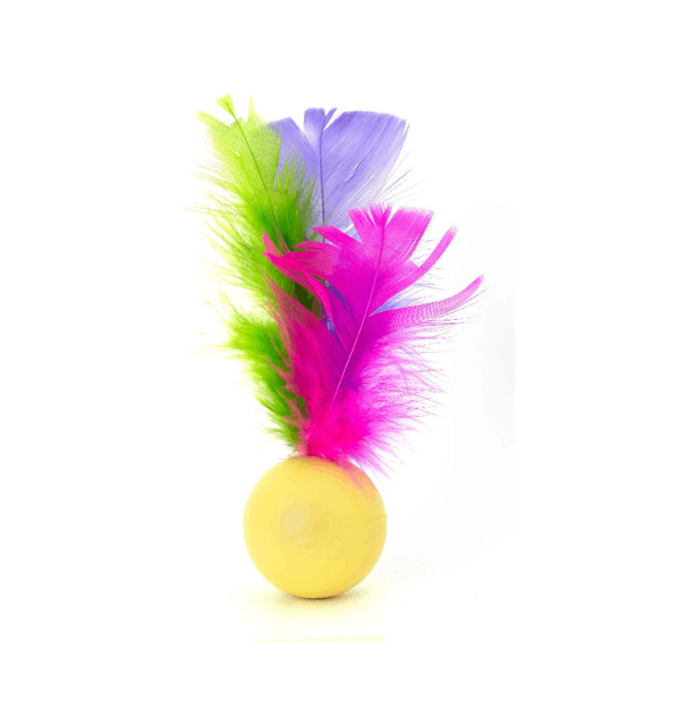 Bolinha de ping pong com penas para gatos