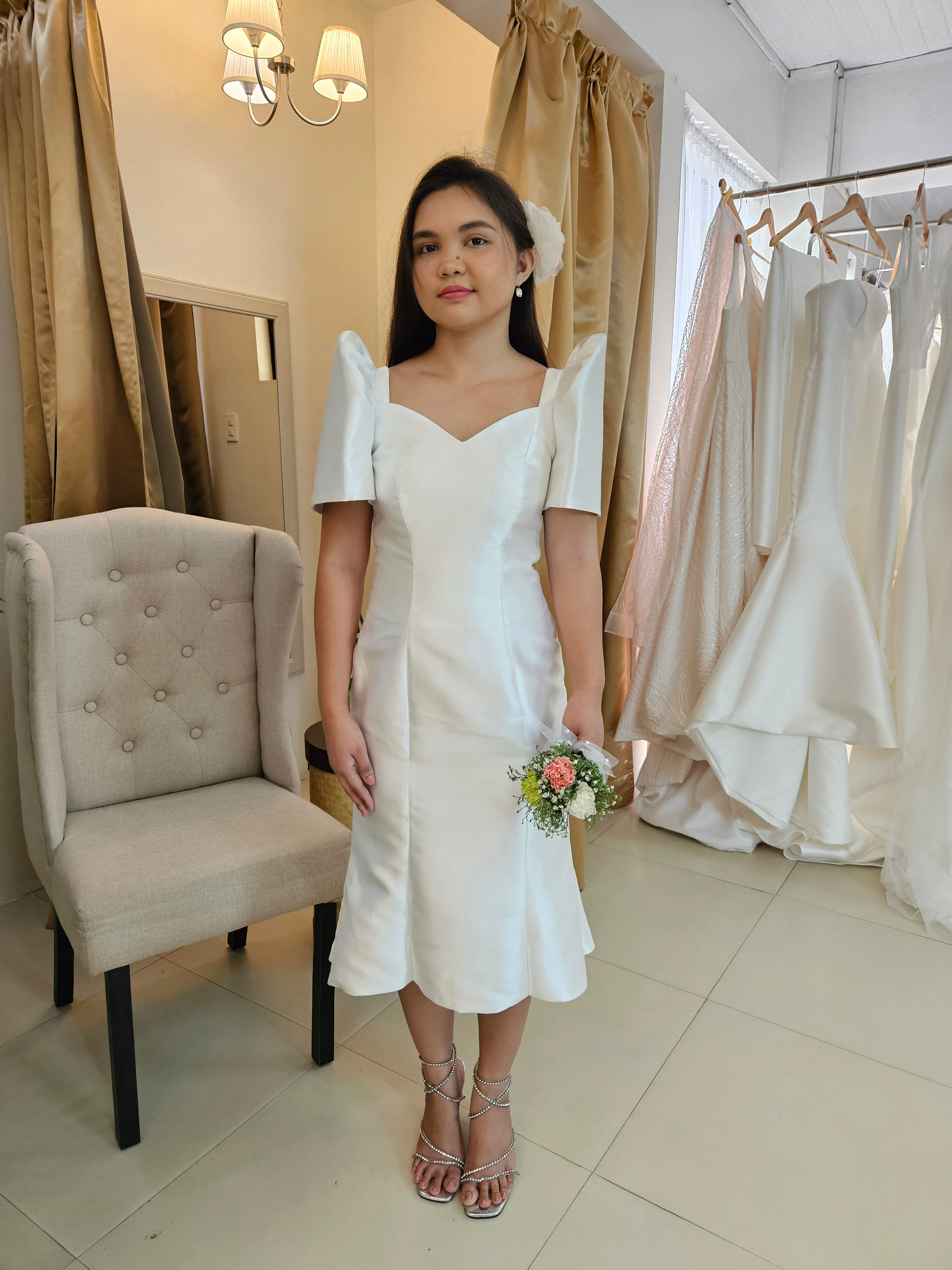 PIA  Filipiniana cocktail dress with sweetheart neckline