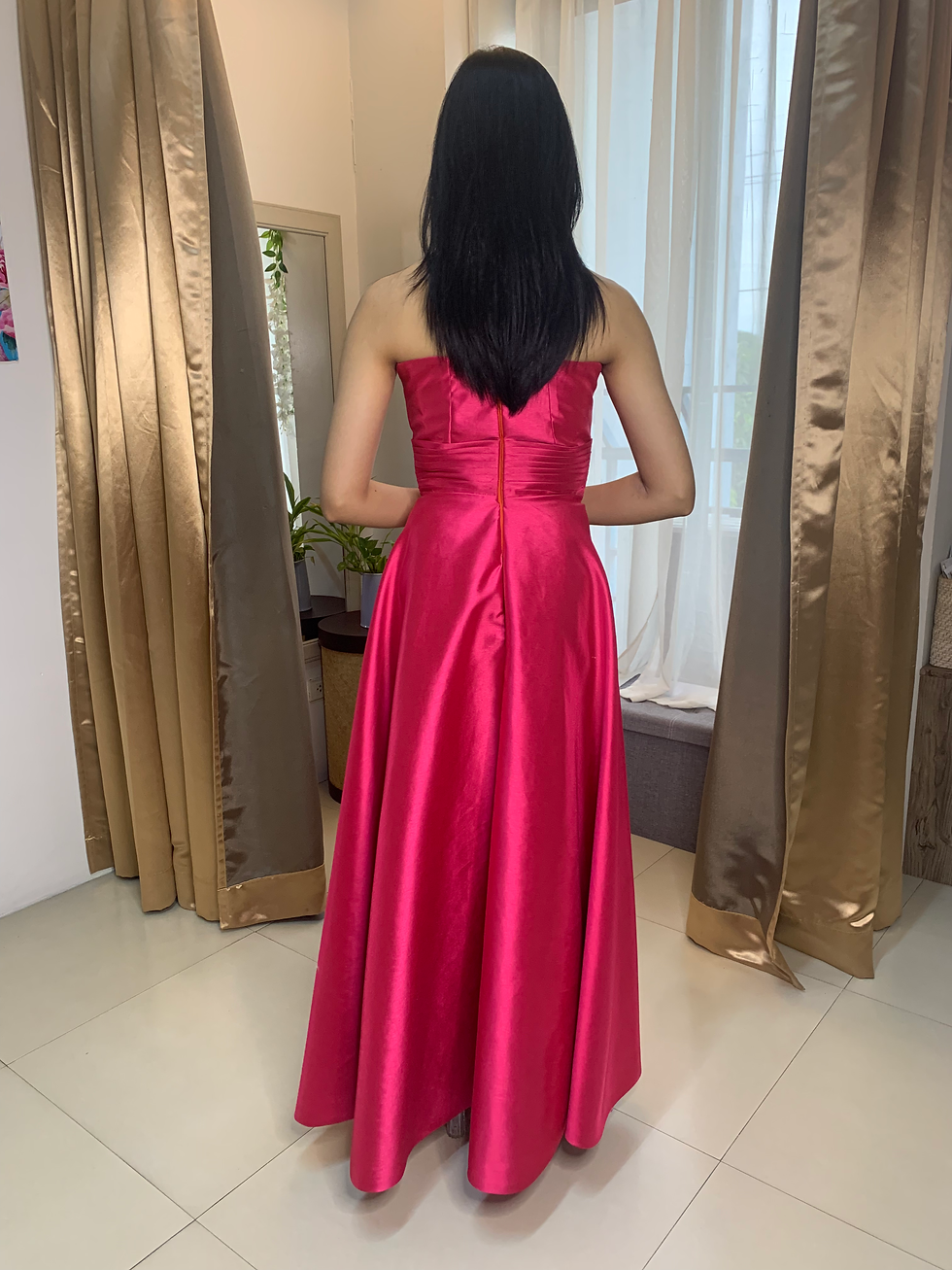 Thumbnail: ZILLIE strapless A-line bias dress with cinched waist