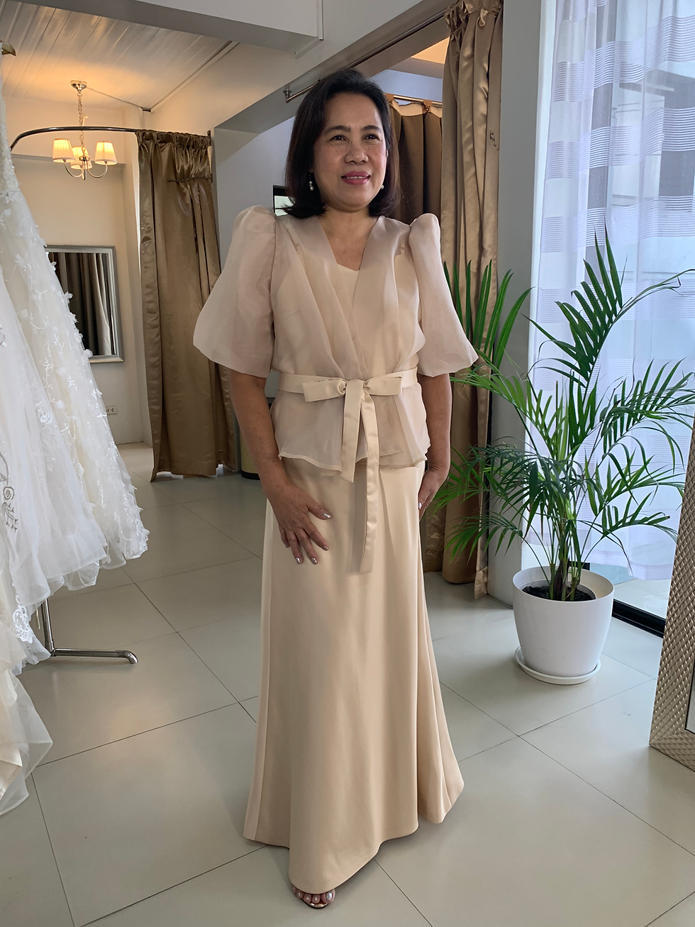 Thumbnail: NINA two-piece Filipiniana ensemble with bias A-line skirt