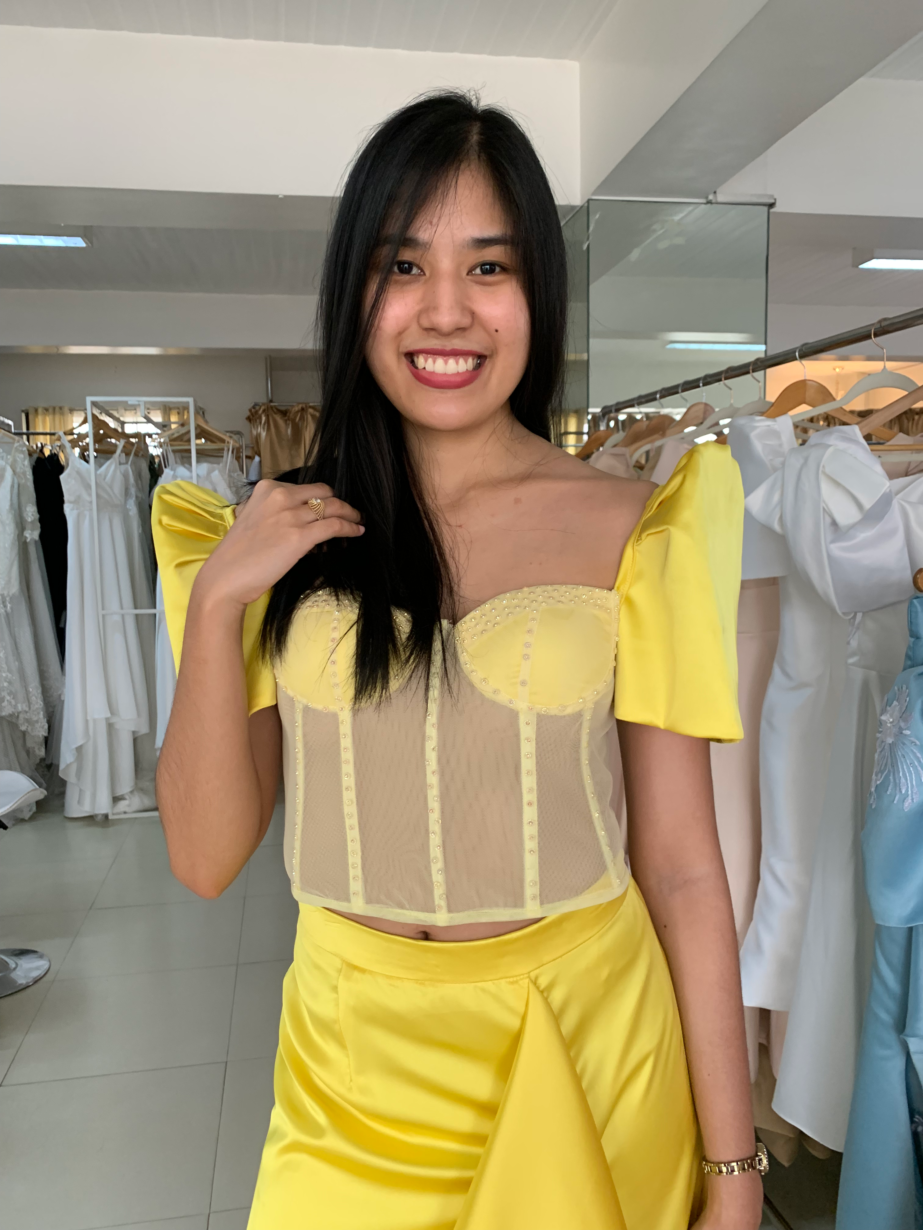 ALLURA corseted Filipiniana top and skirt ensemble