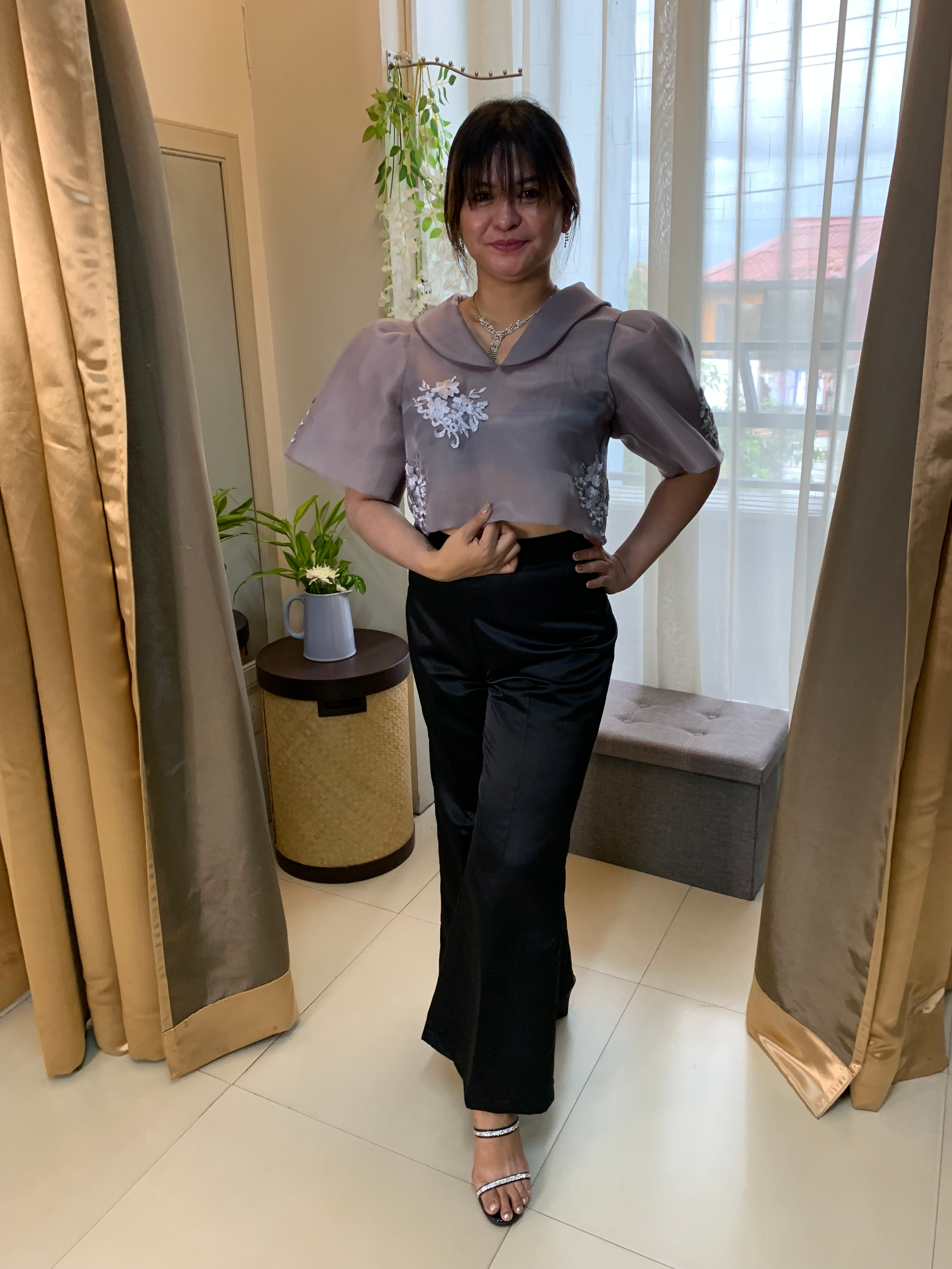 PETRA Filipiniana camisa and bootleg pants (set of two)