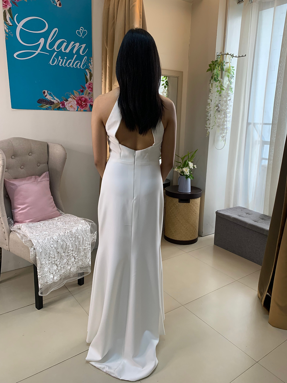 Thumbnail: CLAUDETTE halter sheath dress with sexy back side