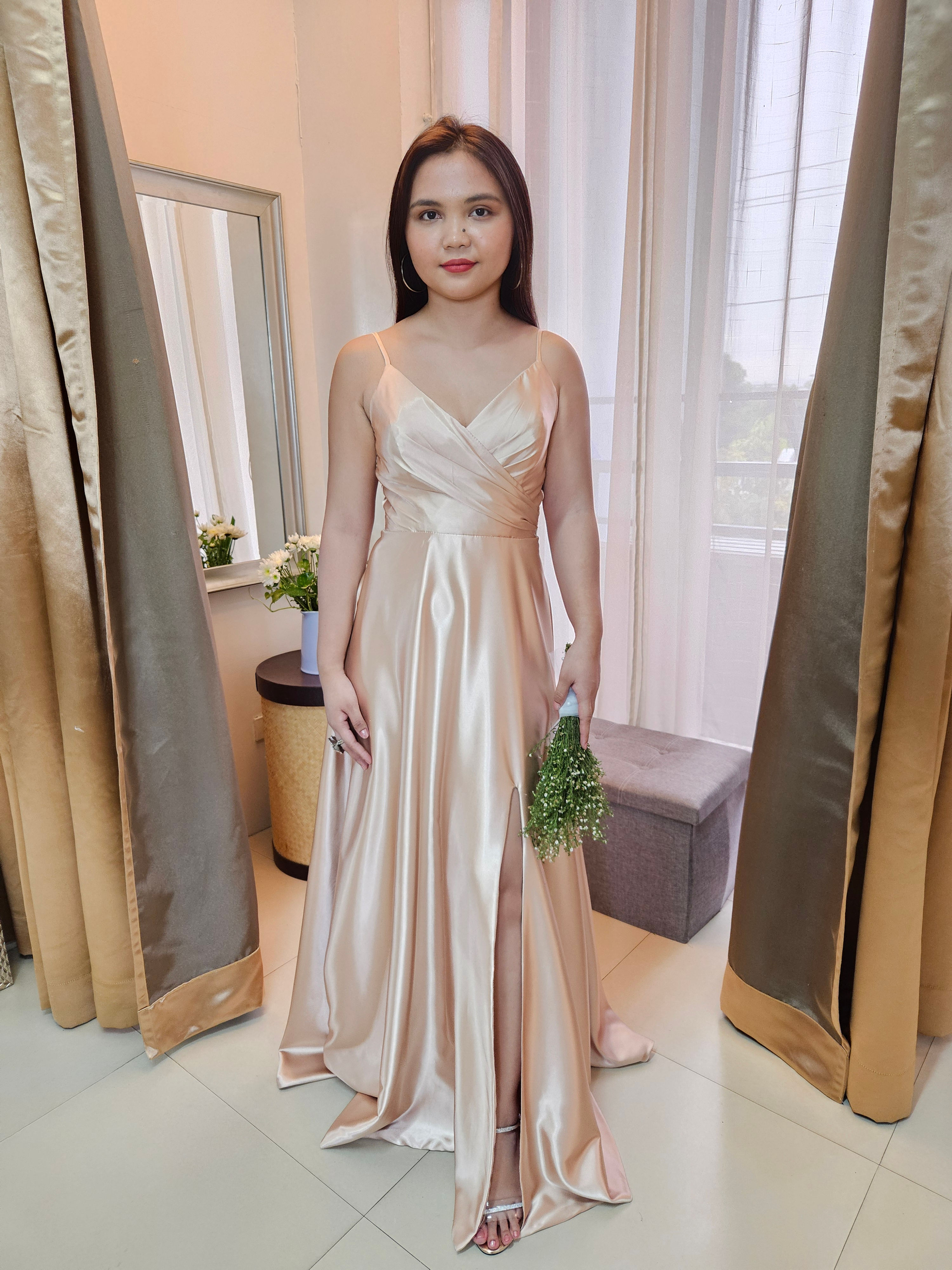 ZOEY silk charmeuse A-line slit dress