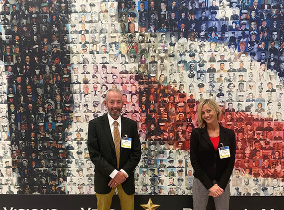 Patricia Giesler and Willis Arnold at Flag Portrait for 2022 National Cyber Summit.