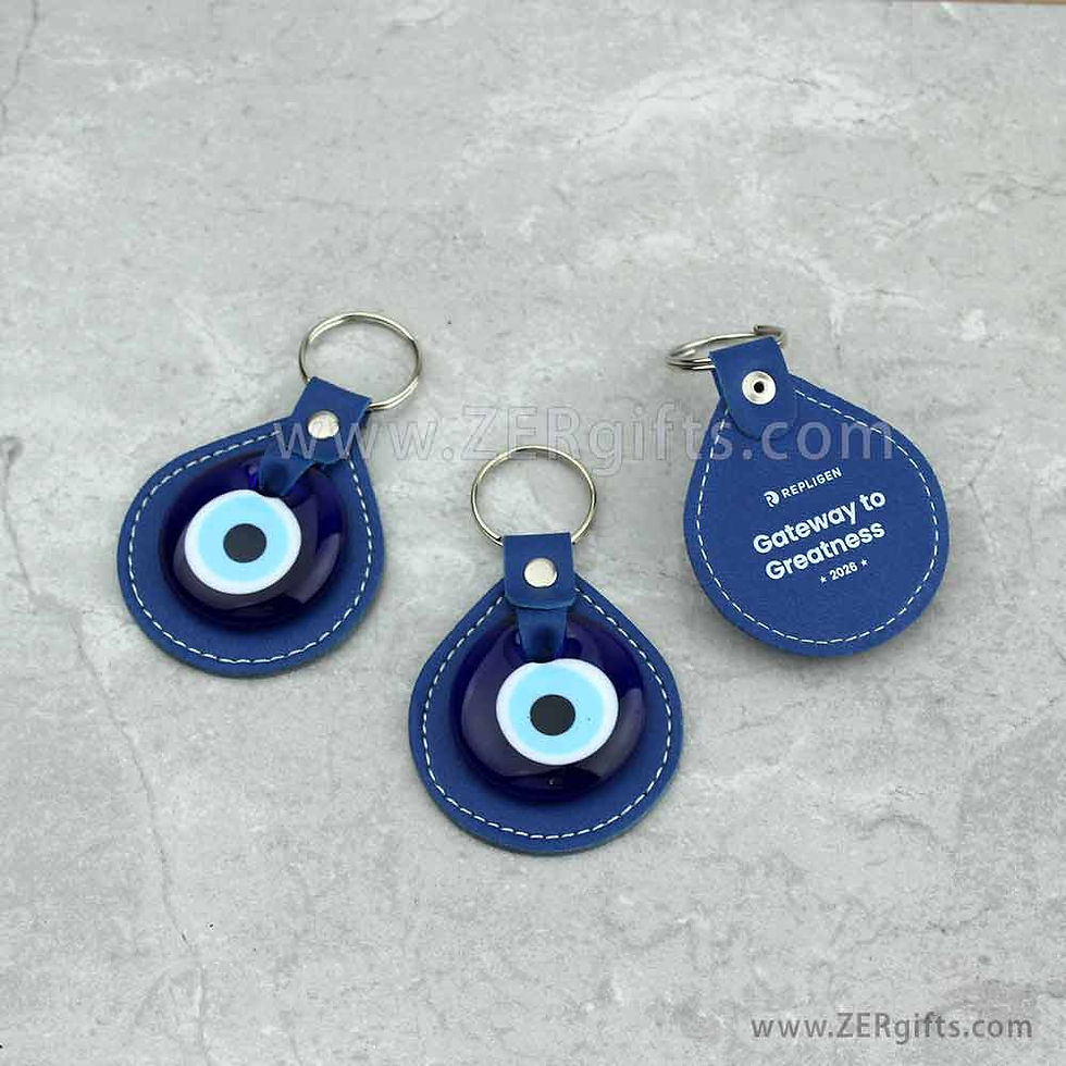 Turkish blue bead evileye keyring