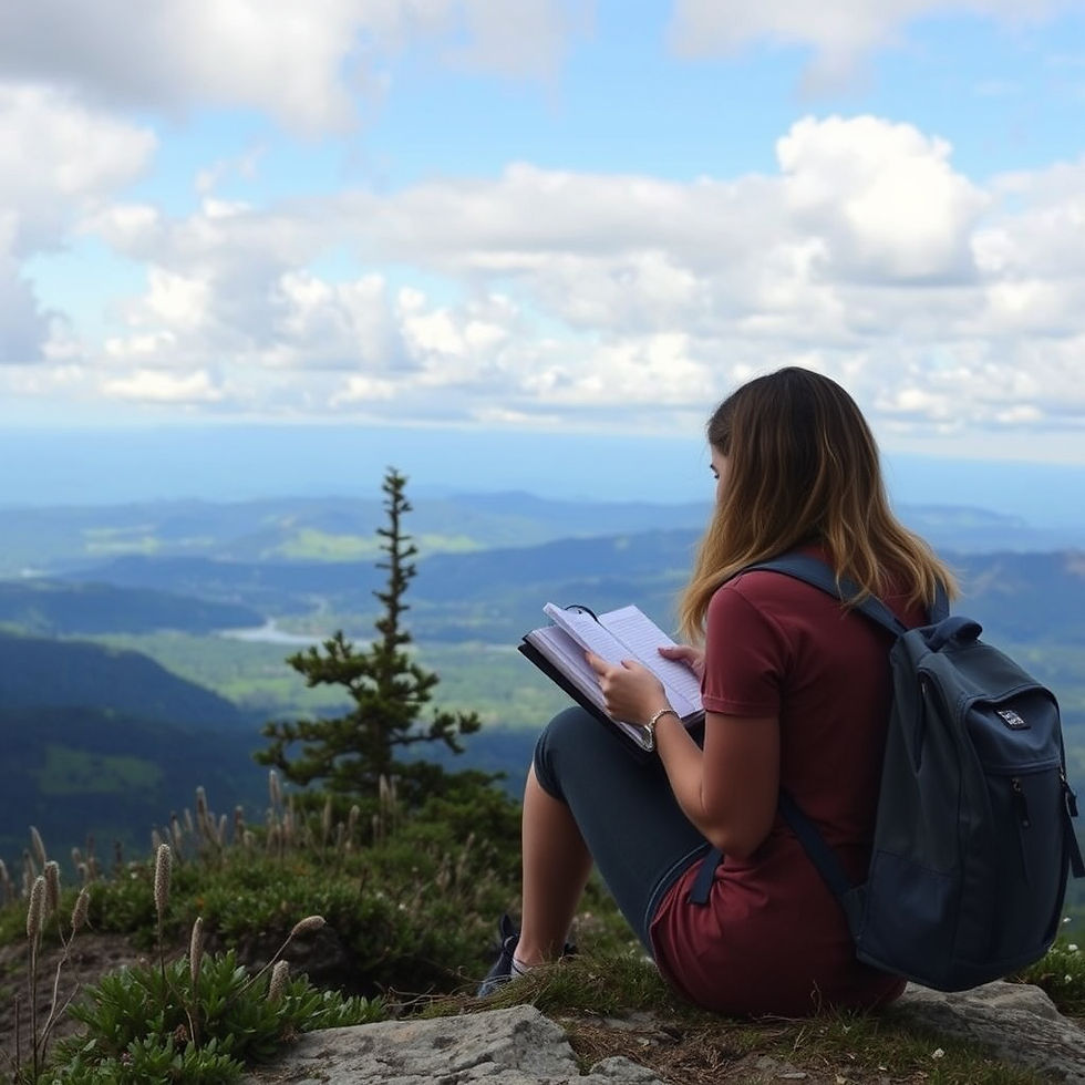 Eye-level view of a person writing goals on a notebook with a pen