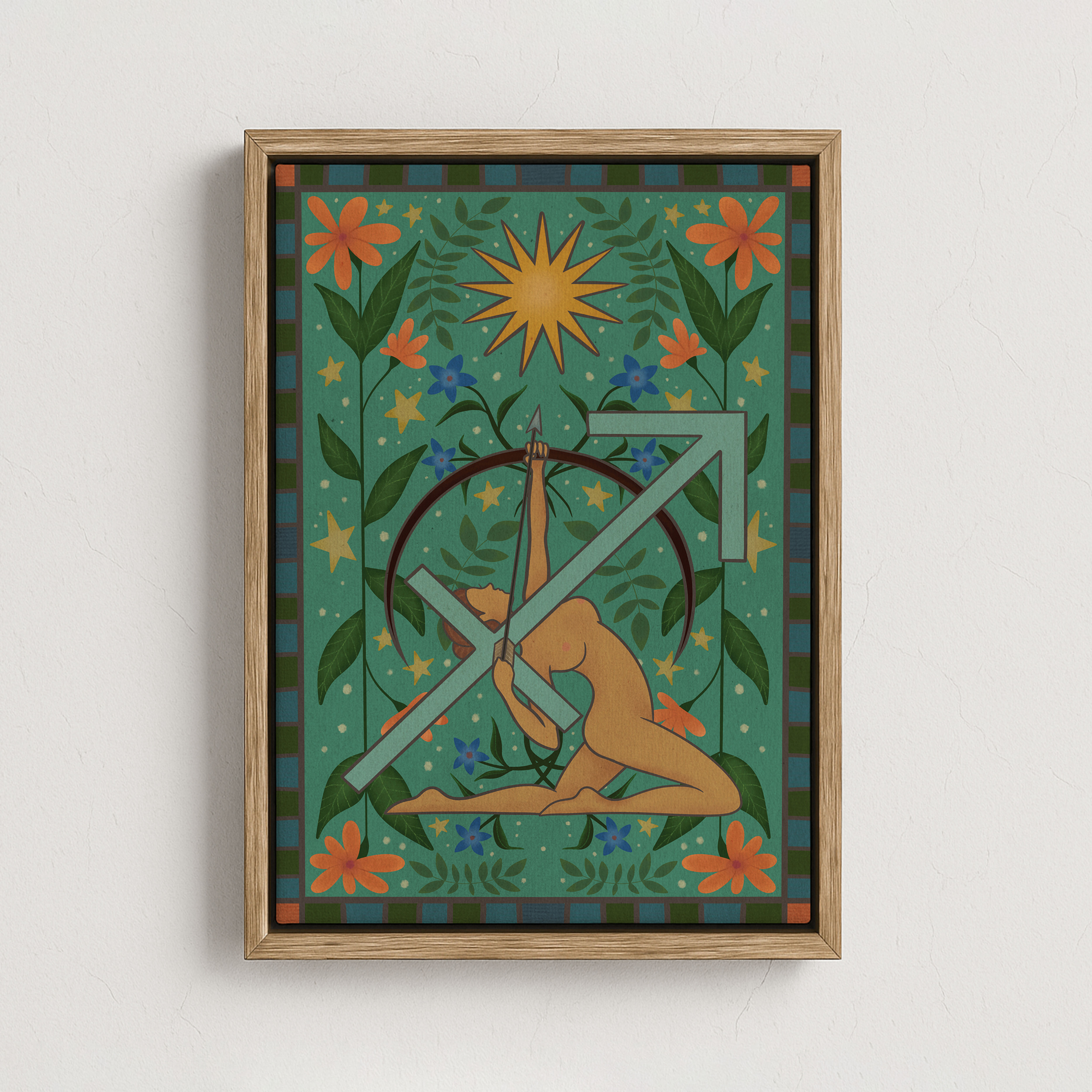 Framed Sagittarius Cosmic Tapestry Canvas Print