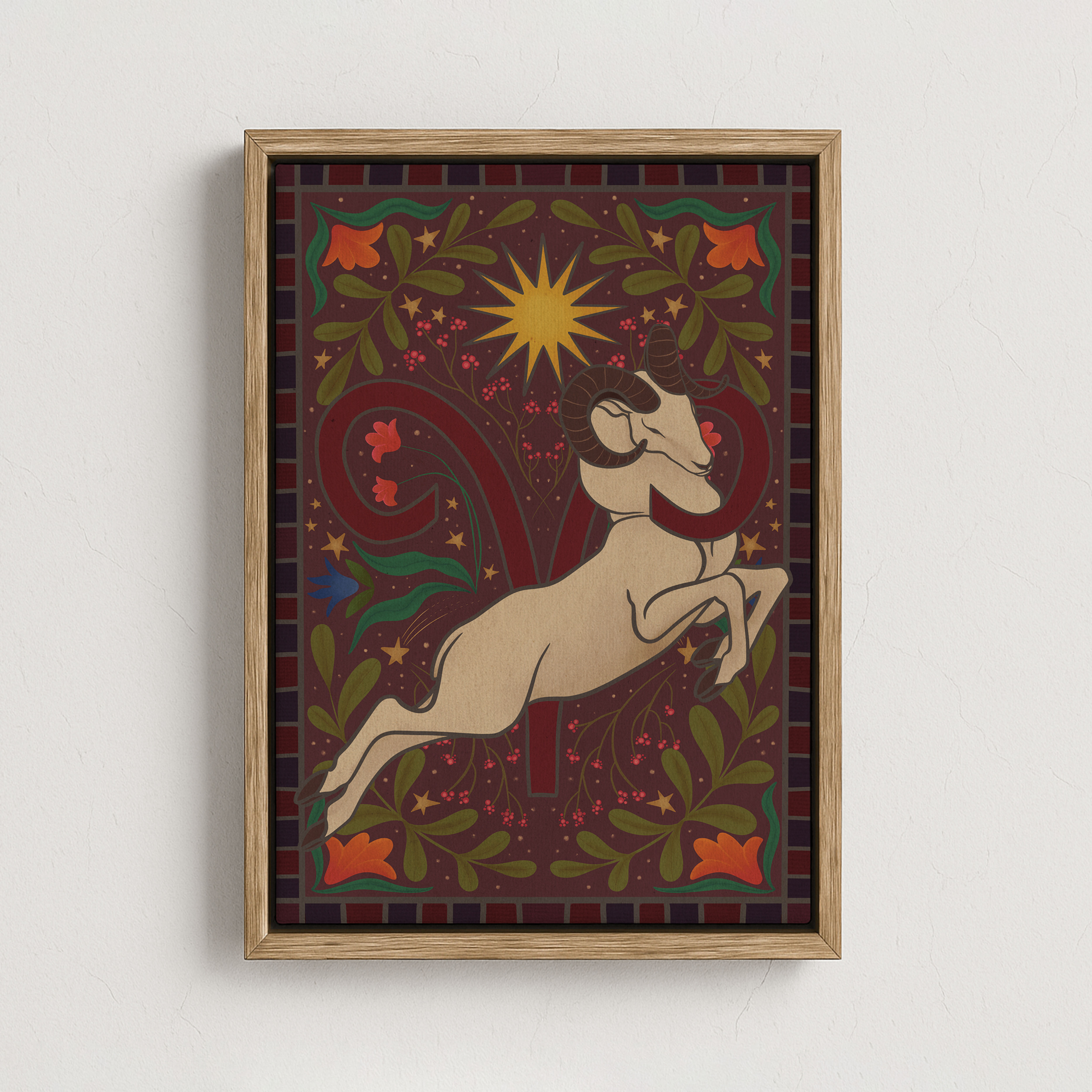 Framed Aries Cosmic Tapestry Canvas Print