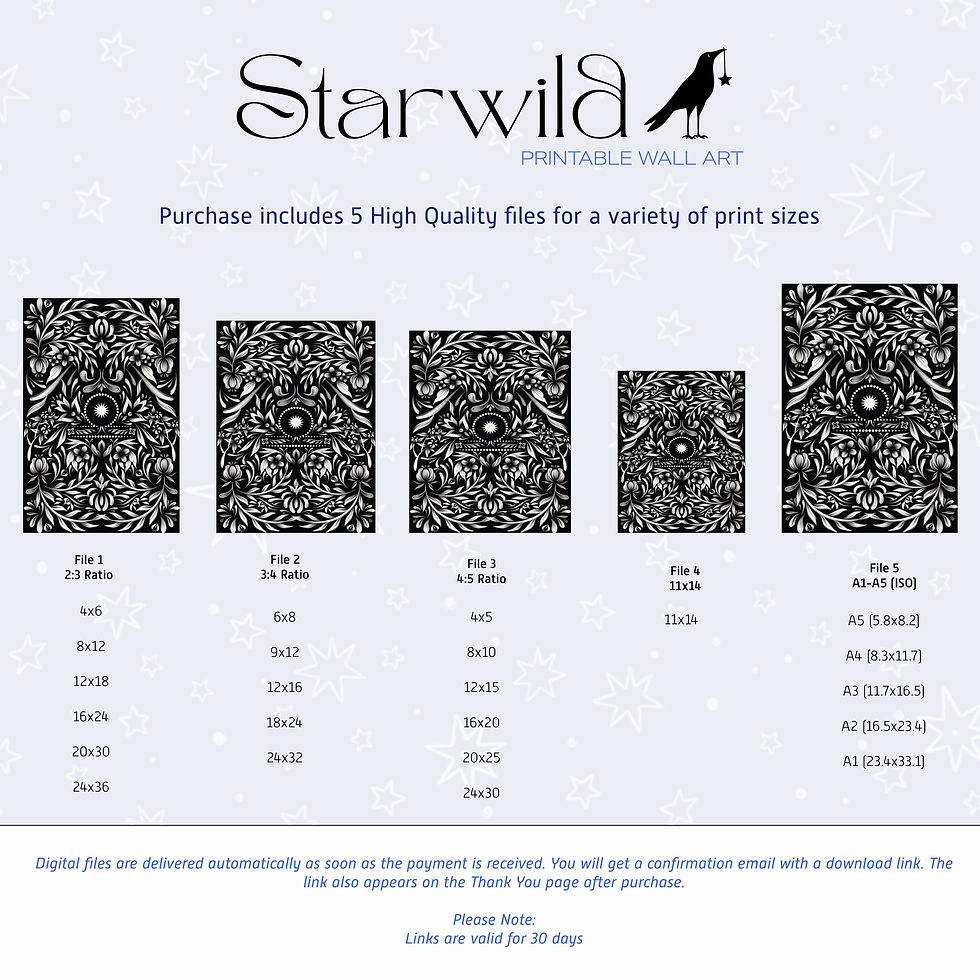 Thumbnail: Libra Celestial Folk Art (Midnight Edition) | Printable Artwork