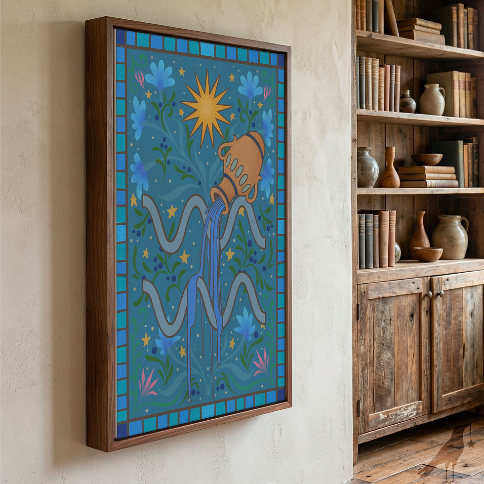 Thumbnail: Framed Aquarius Cosmic Tapestry Canvas Print