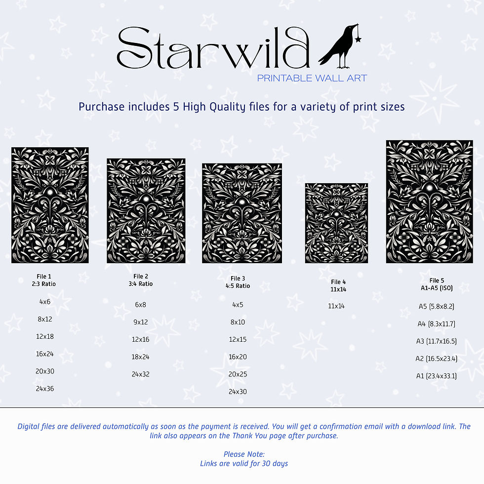 Thumbnail: Aries Celestial Folk Art (Midnight Edition) | Printable Artwork