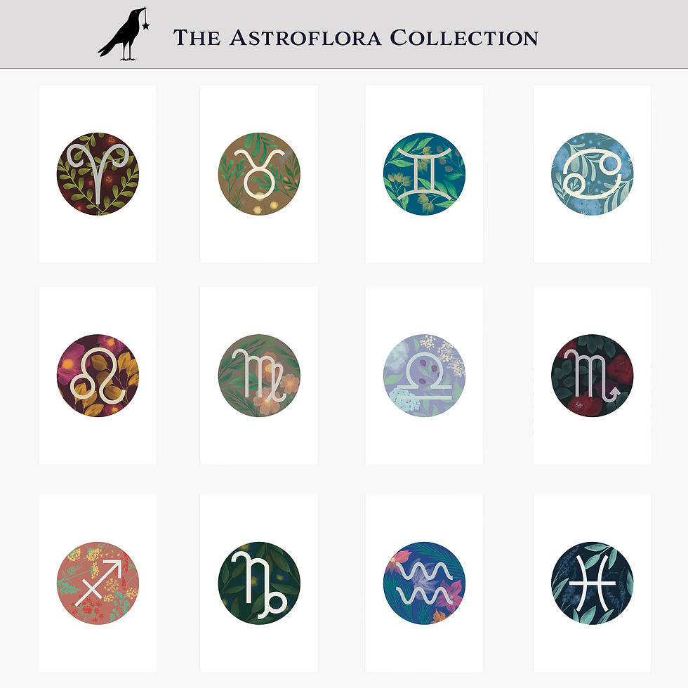 Thumbnail: Aries Astroflora Zodiac Artwork | Printable Artwork