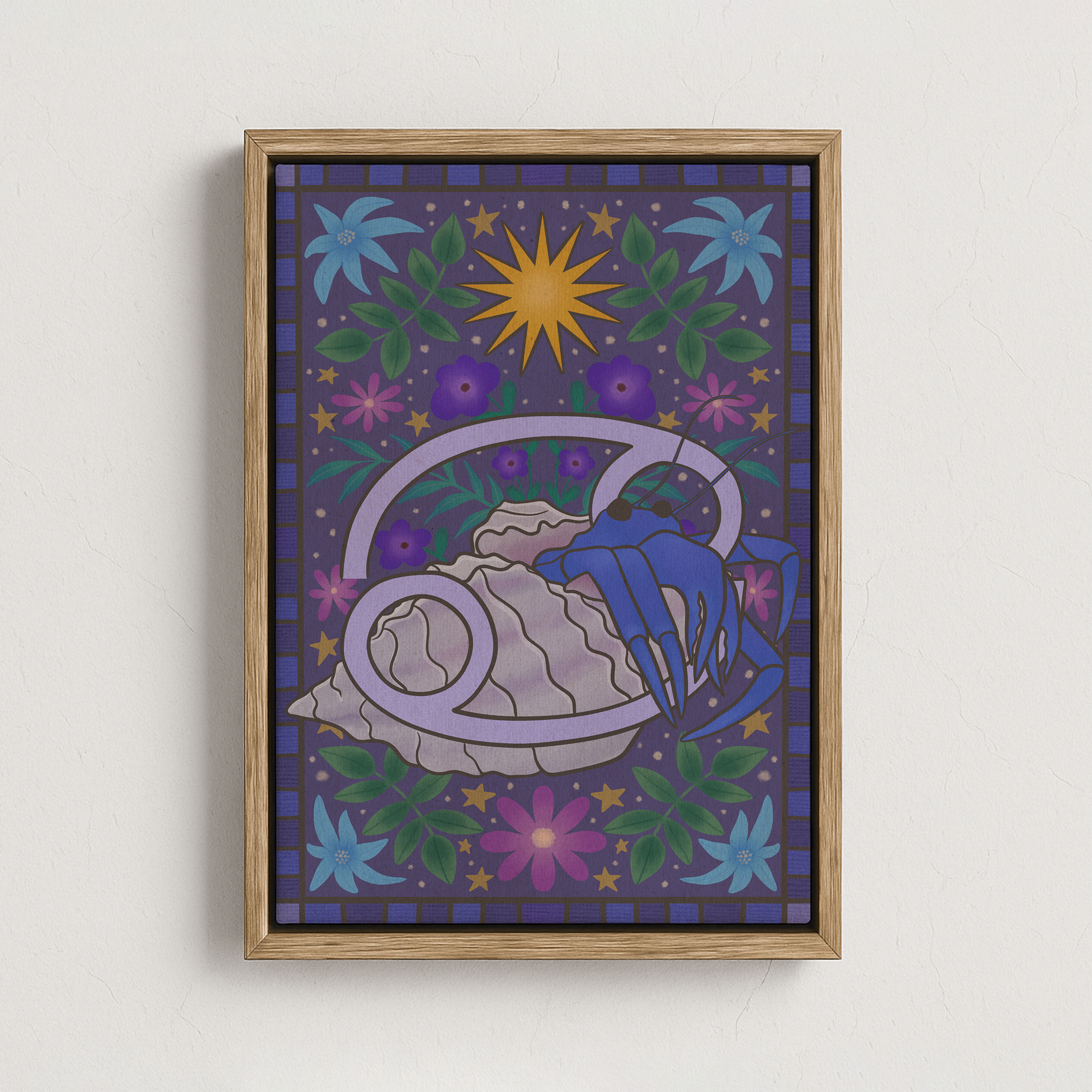 Framed Cancer Cosmic Tapestry Canvas Print