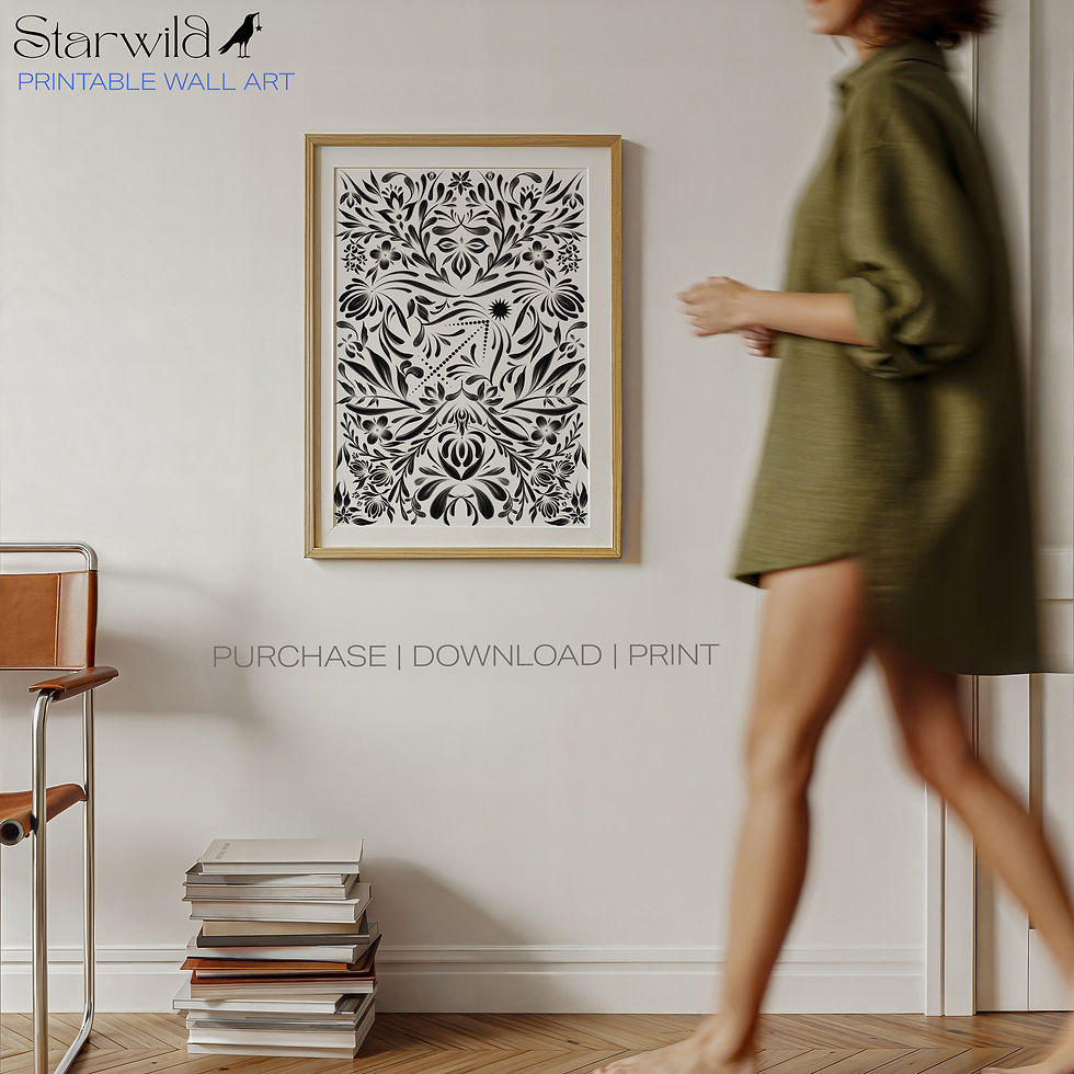 Thumbnail: Sagittarius Celestial Folk Art (Light Edition) | Printable Artwork