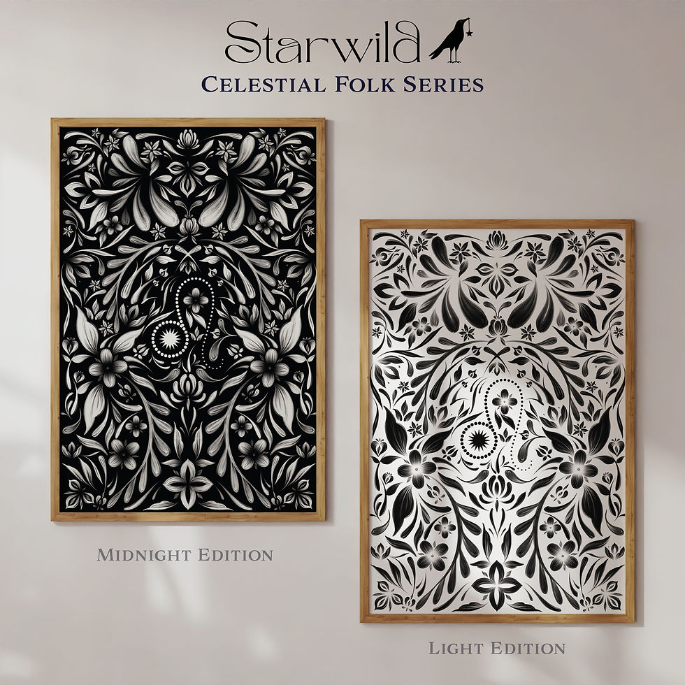 Thumbnail: Leo Celestial Folk Art (Midnight Edition) | Printable Artwork