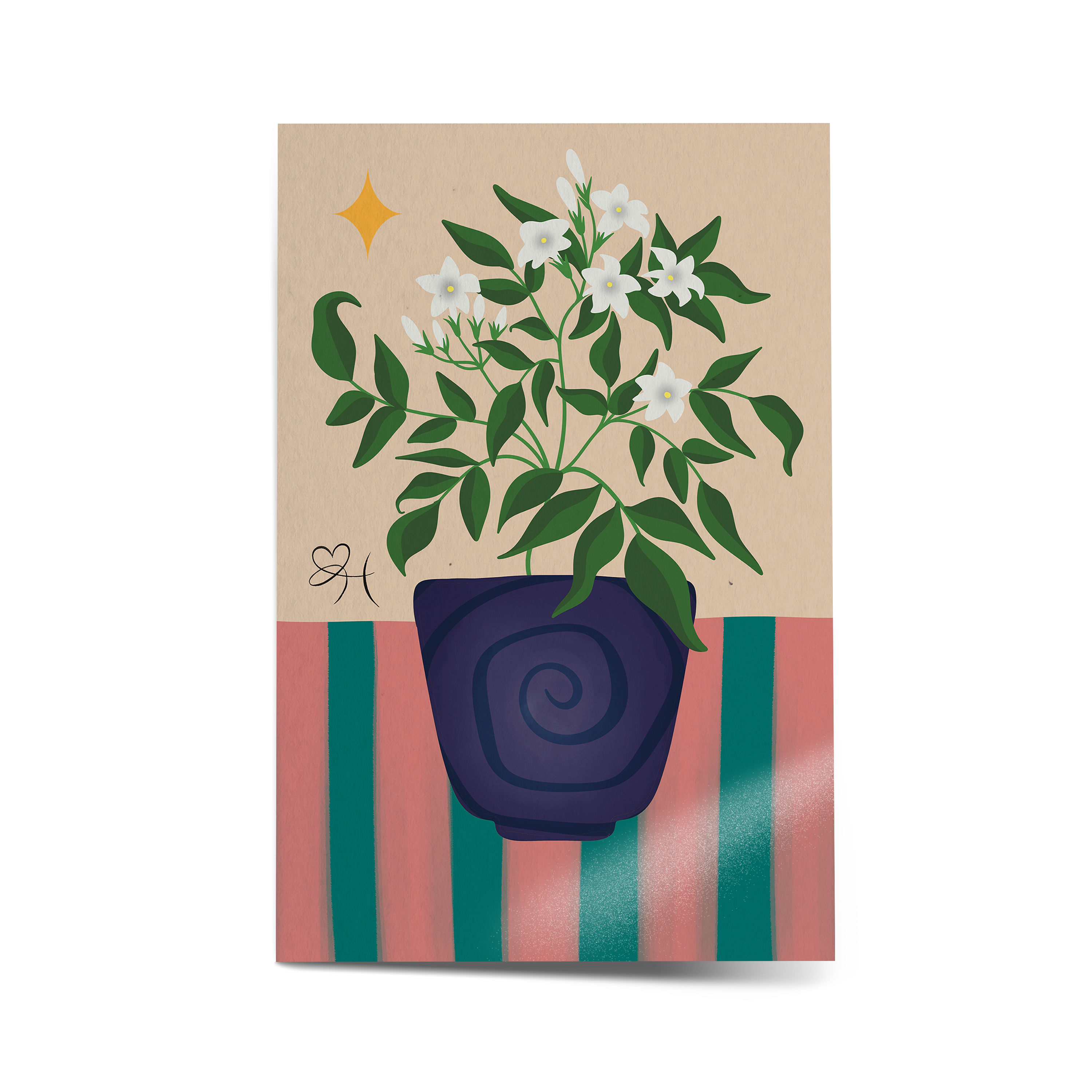 Pisces Stars In Bloom Botanical Pop Art Print | Semi-Gloss Poster
