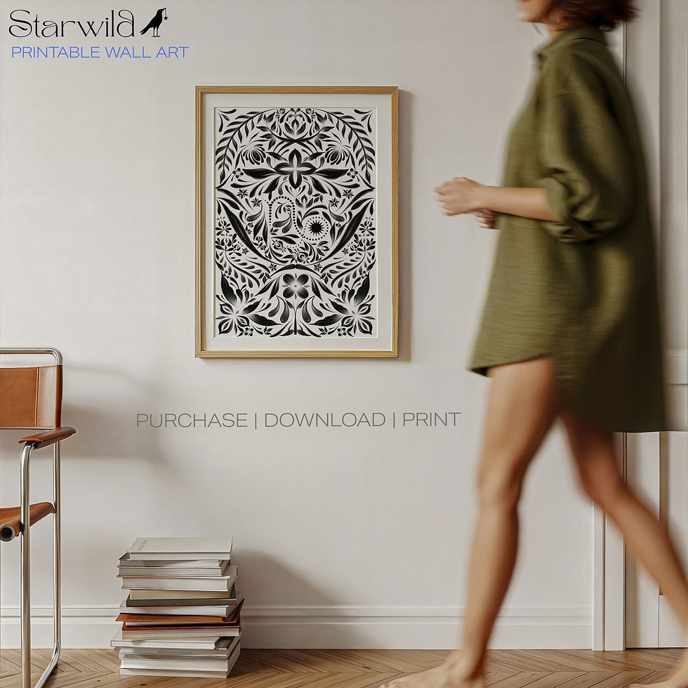 Thumbnail: Capricorn Celestial Folk Art (Light Edition) | Printable Artwork