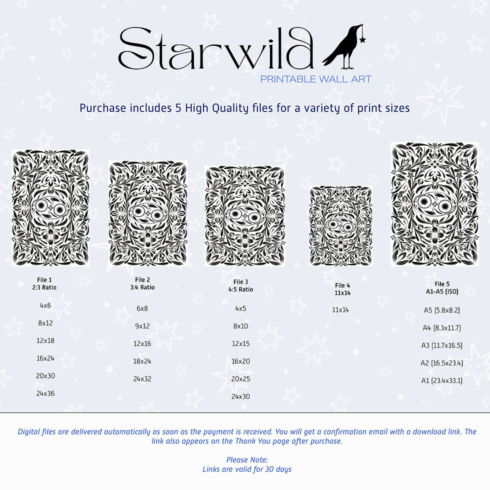 Thumbnail: Cancer Celestial Folk Art (Light Edition) | Printable Artwork